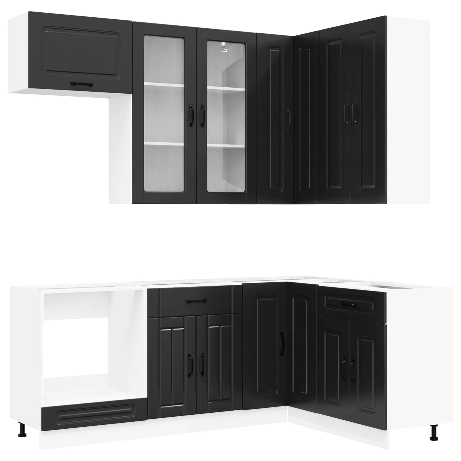 Kitchen Unit KALMAR 8 pcs Black Engineered Wood