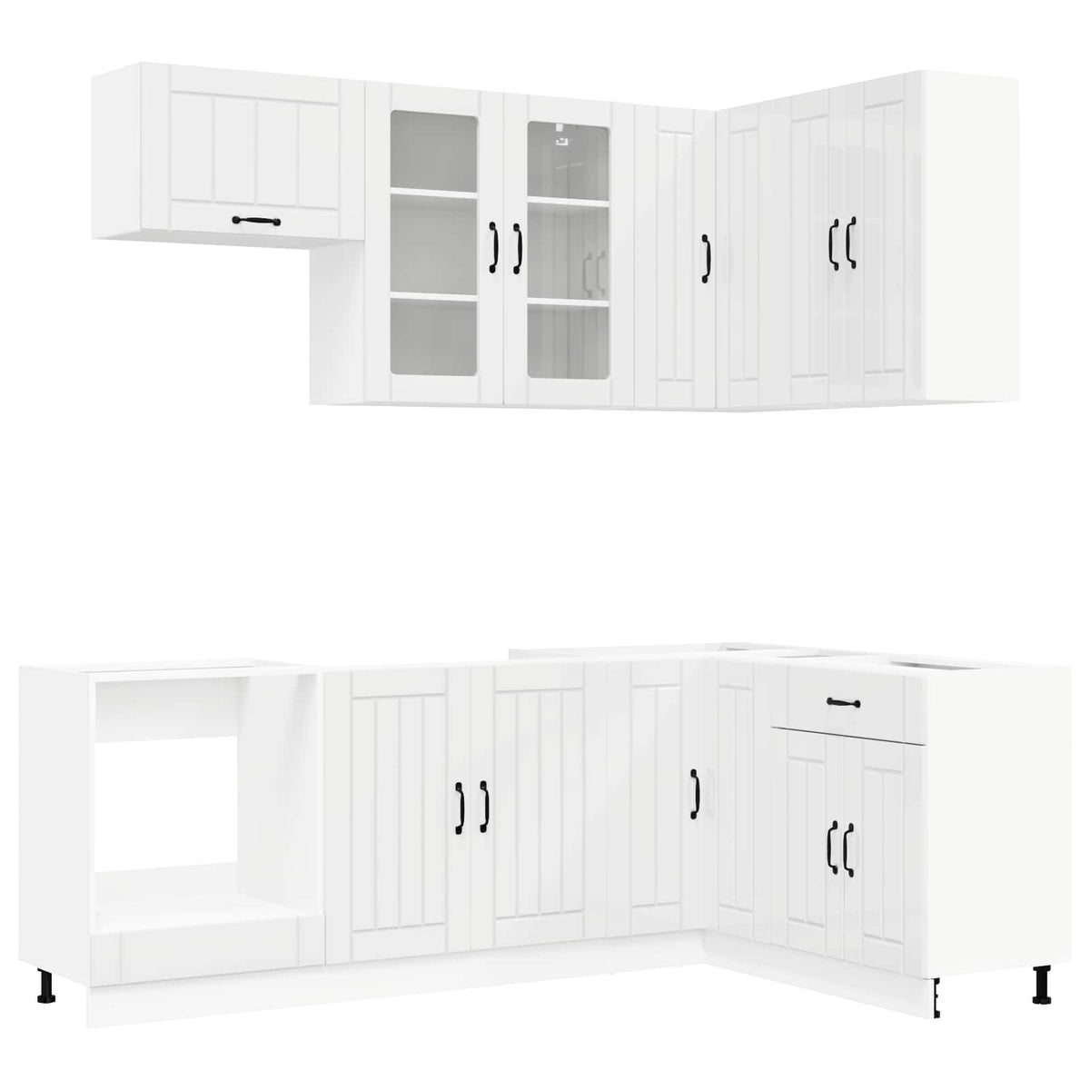 Kitchen Unit LUCCA 8 pcs High Gloss White Engineered Wood
