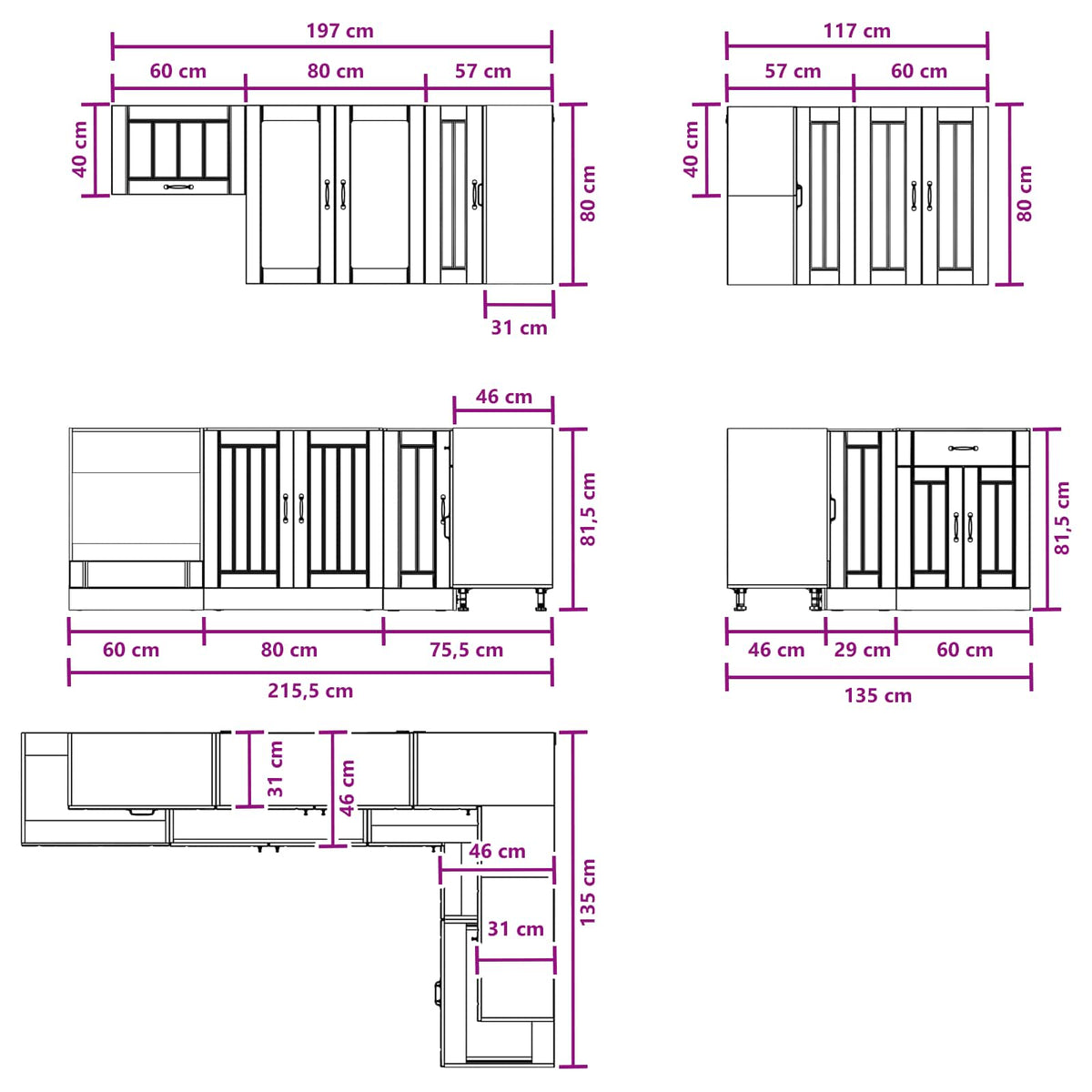 Kitchen Unit LUCCA 8 pcs High Gloss White Engineered Wood