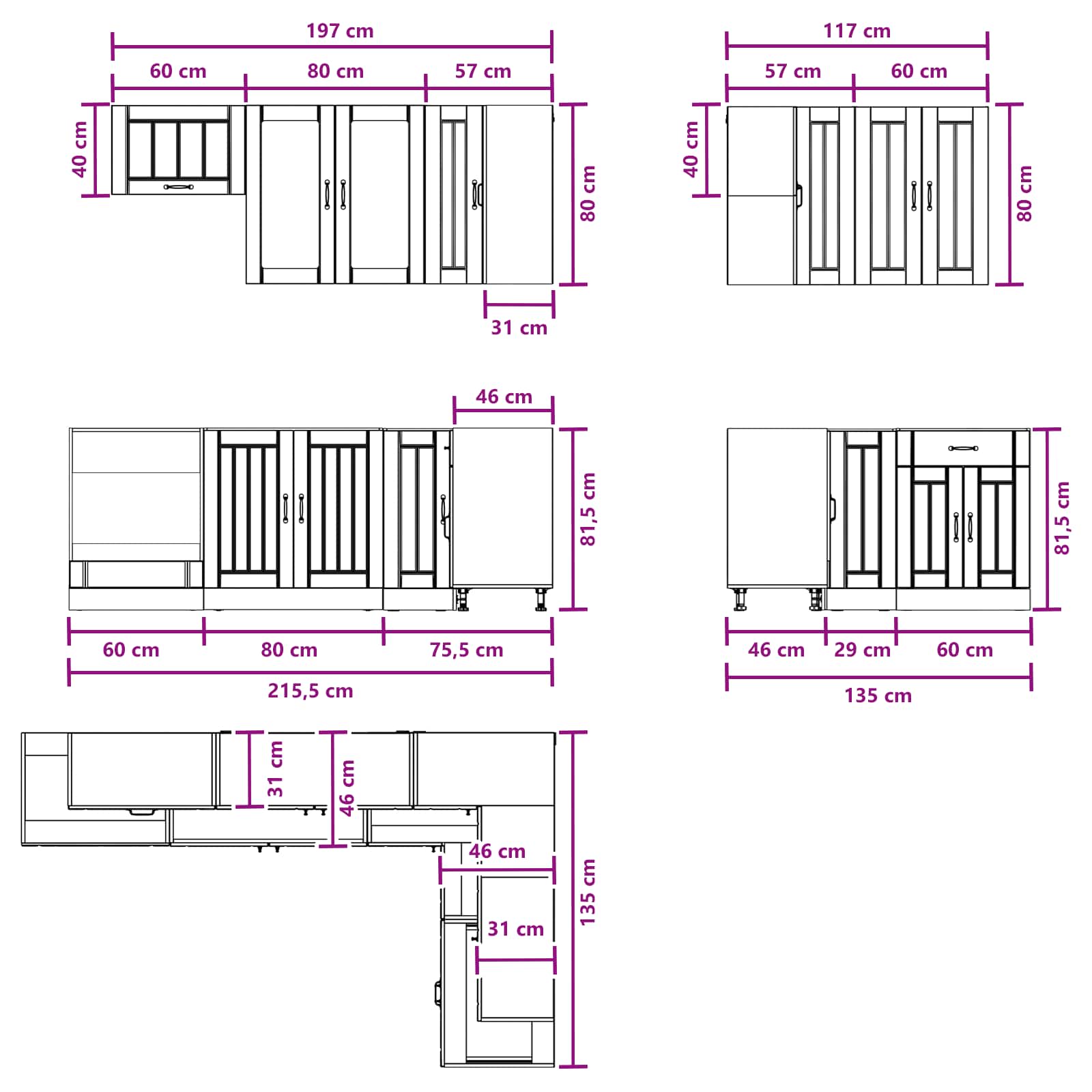 Kitchen Unit LUCCA 8 pcs High Gloss White Engineered Wood