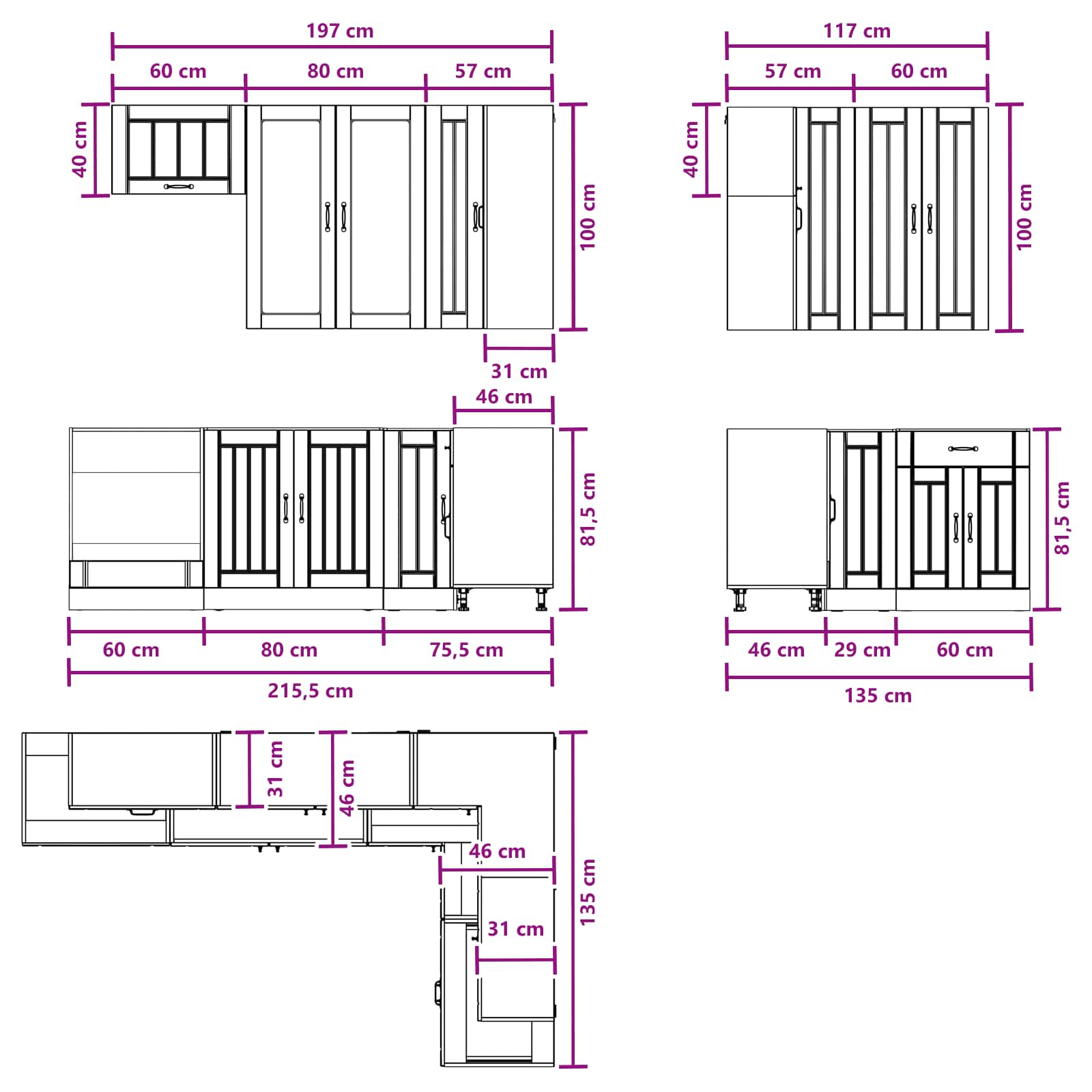 Kitchen Unit LUCCA 8 pcs White Engineered Wood