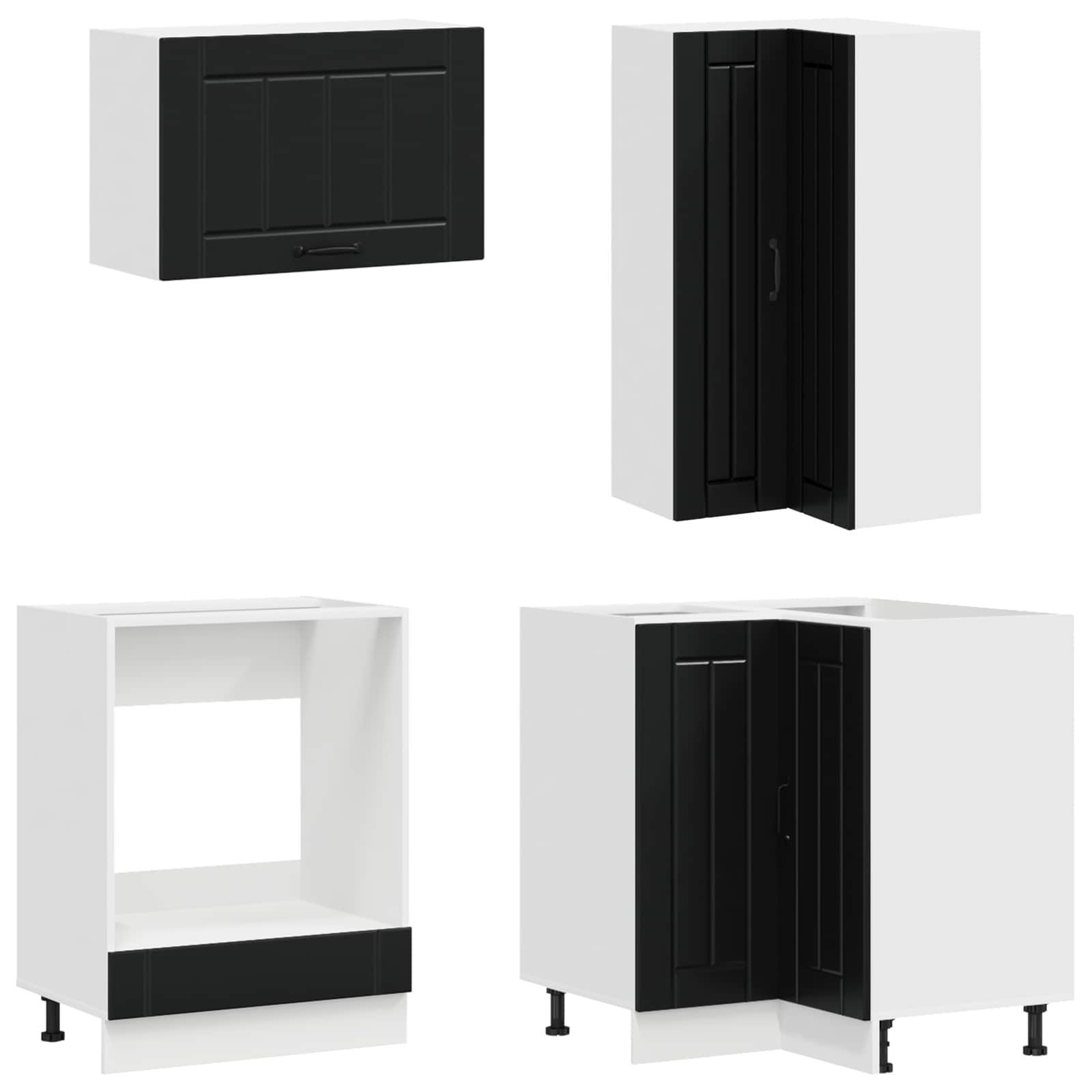 Kitchen Unit LUCCA 8 pcs Black Engineered Wood