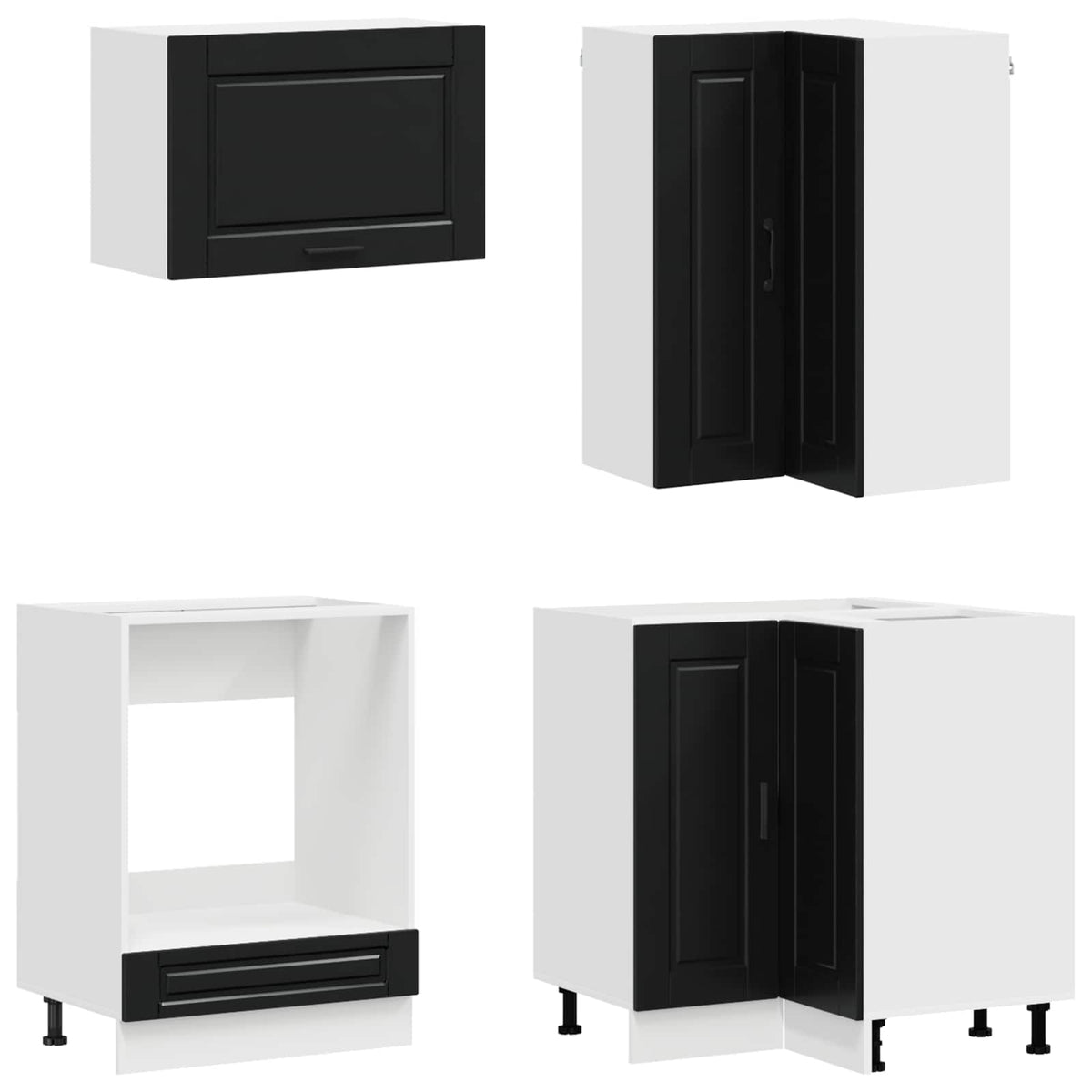Kitchen Unit PORTO 8 pcs Black Engineered Wood