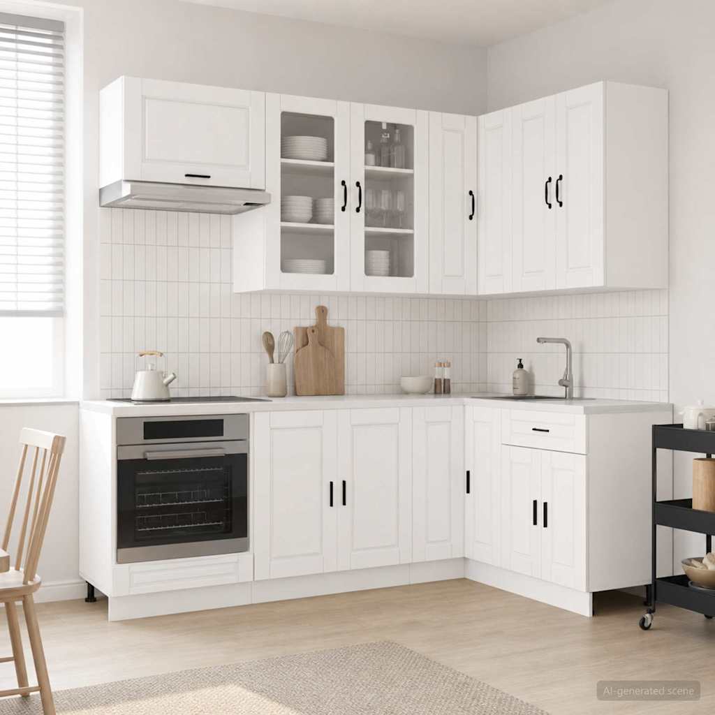 Kitchen Unit PORTO 8 pcs High Gloss White Engineered Wood