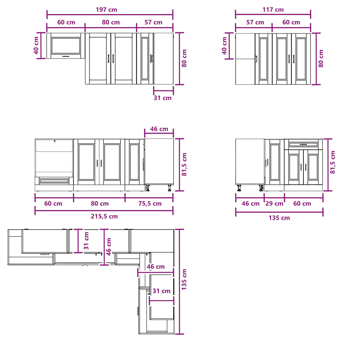 Kitchen Unit PORTO 8 pcs High Gloss White Engineered Wood