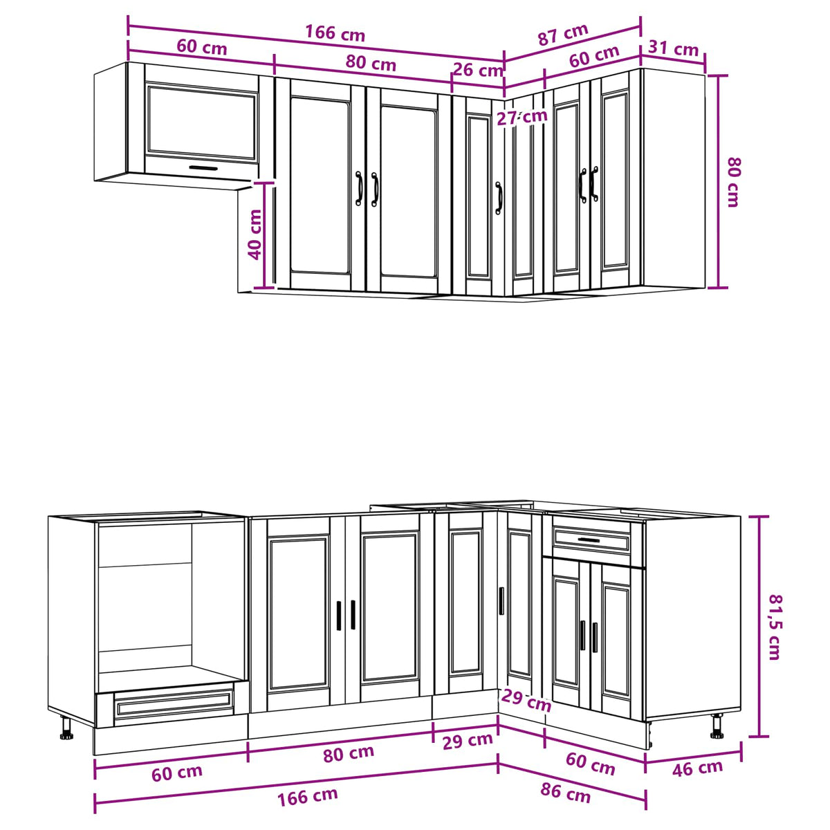 Kitchen Unit PORTO 8 pcs High Gloss White Engineered Wood