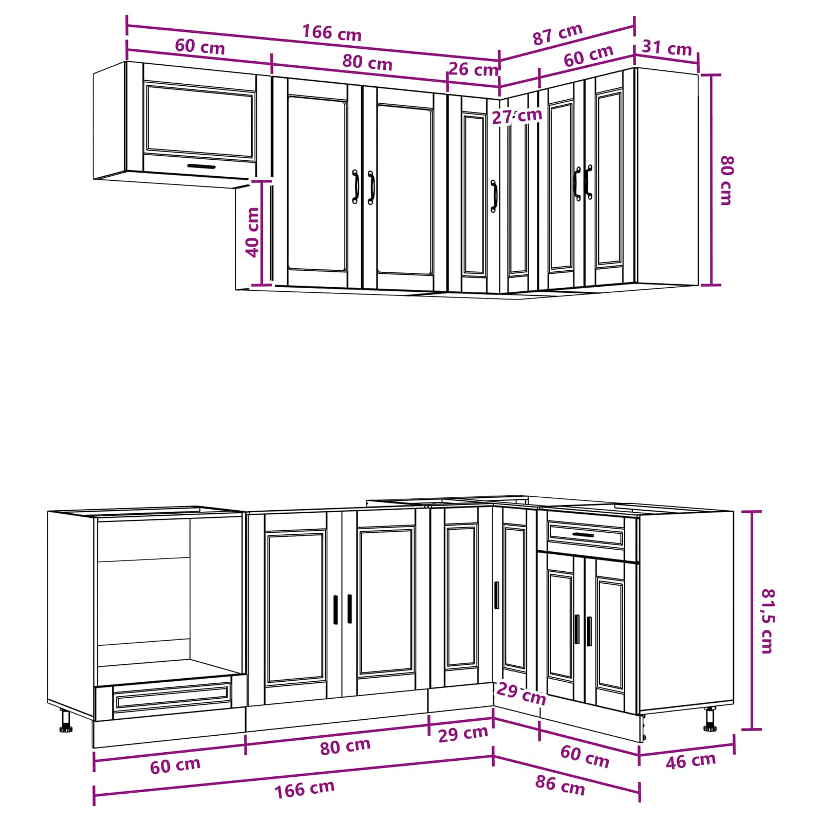 Kitchen Unit PORTO 8 pcs High Gloss White Engineered Wood