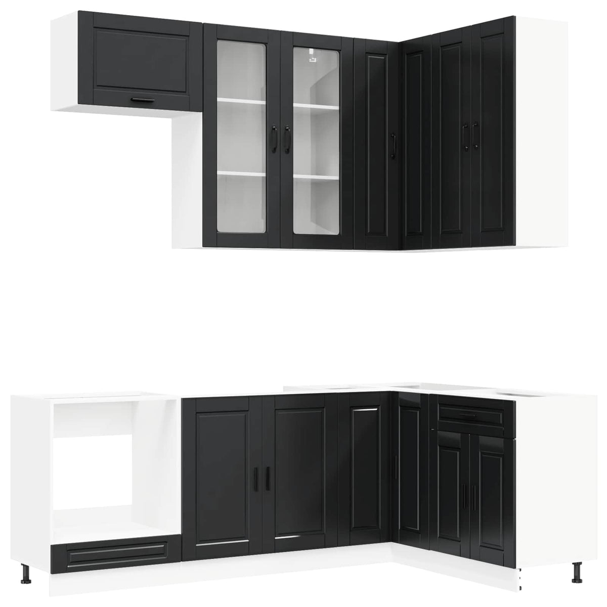 Kitchen Unit PORTO 8 pcs Black Engineered Wood