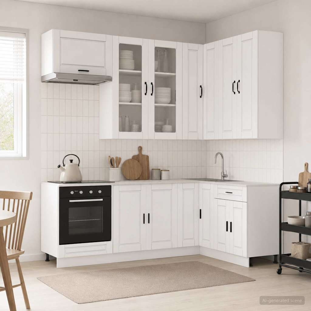 Kitchen Unit PORTO 8 pcs High Gloss White Engineered Wood