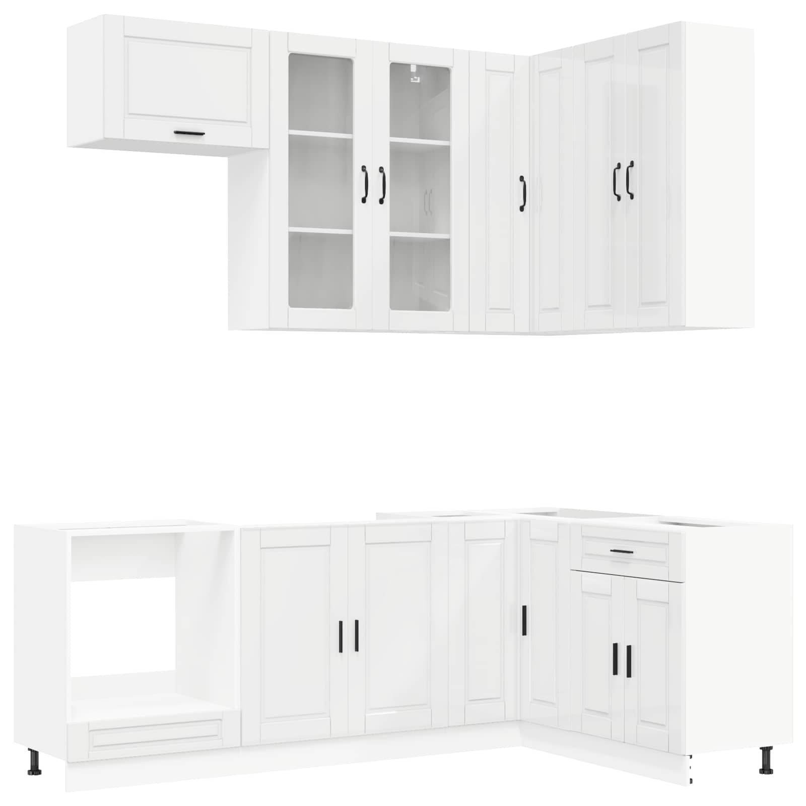 Kitchen Unit PORTO 8 pcs High Gloss White Engineered Wood