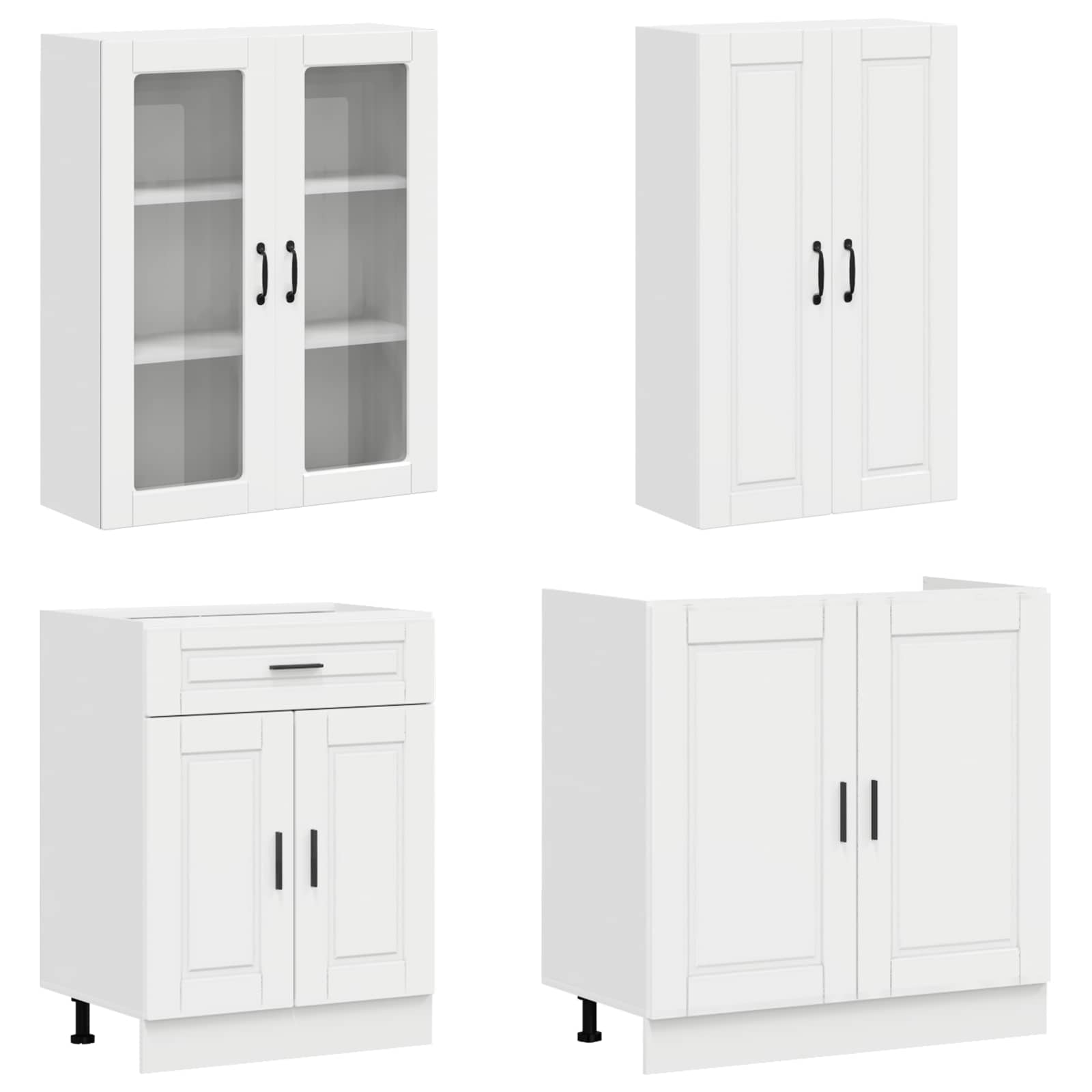 Kitchen Unit PORTO 8 pcs High Gloss White Engineered Wood