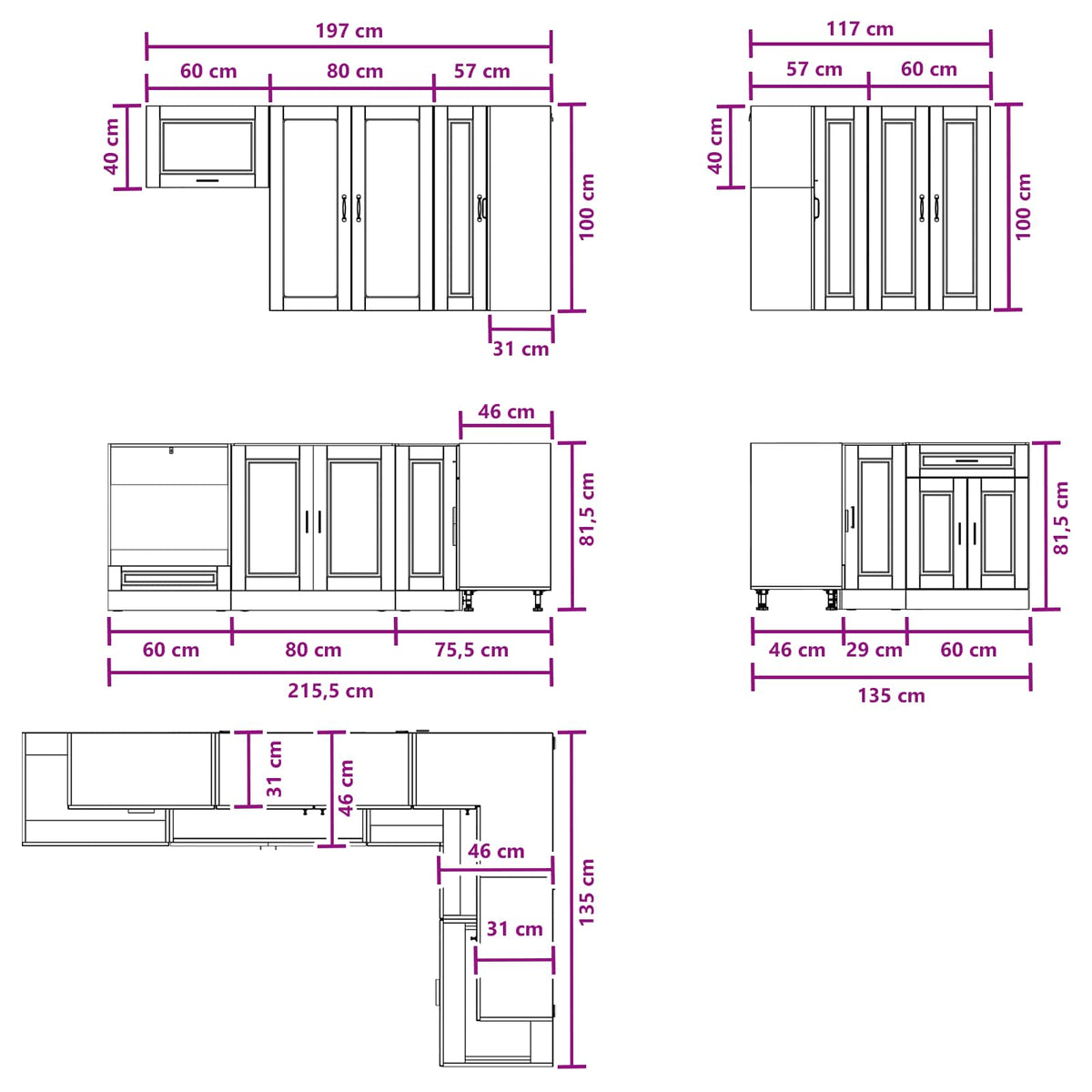 Kitchen Unit PORTO 8 pcs High Gloss White Engineered Wood