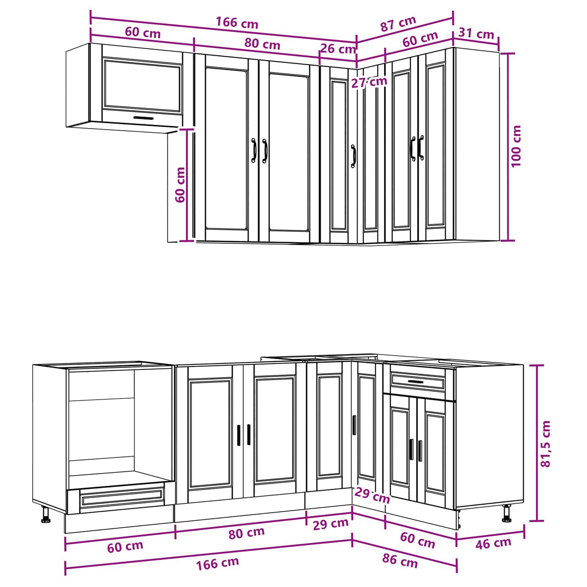 Kitchen Unit PORTO 8 pcs High Gloss White Engineered Wood