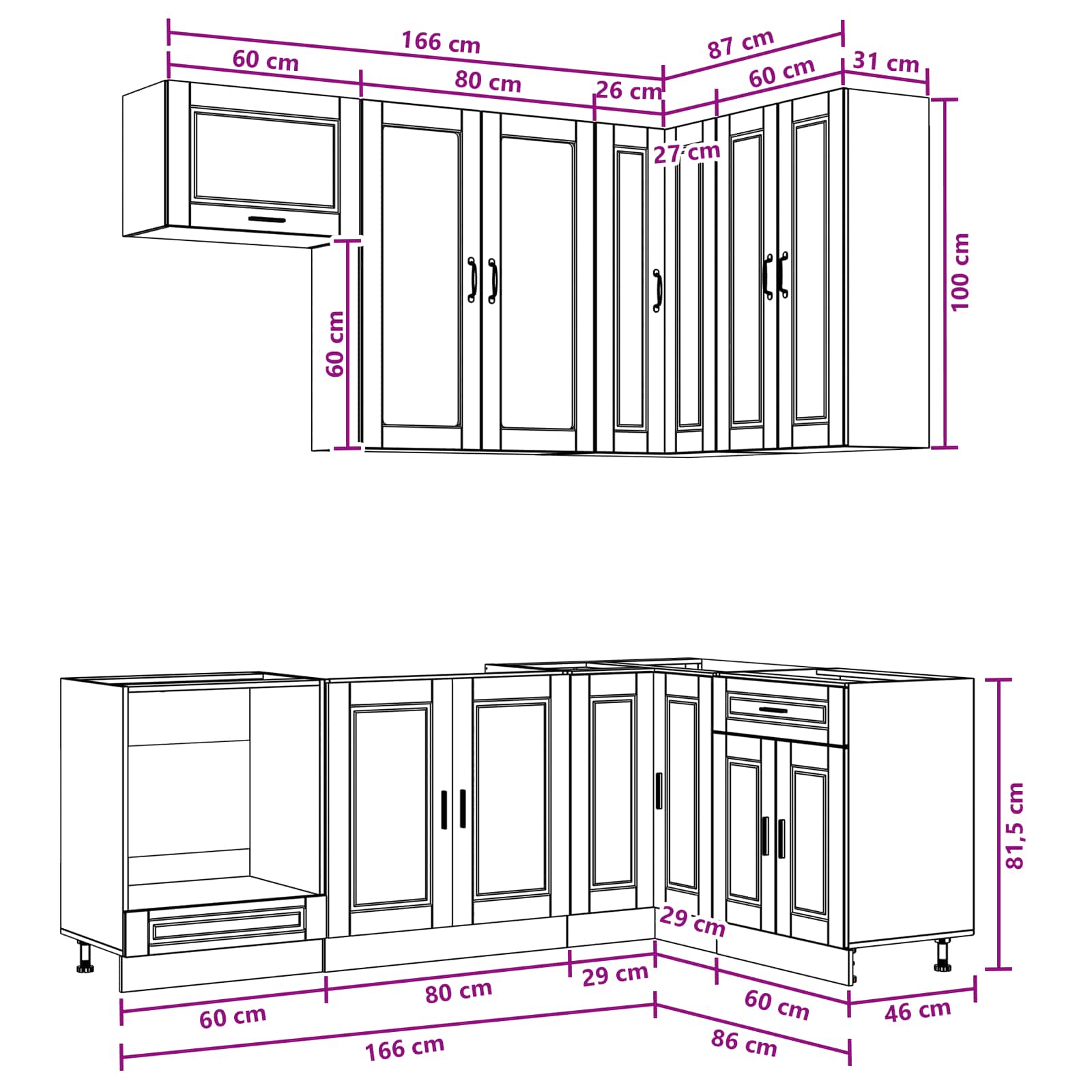 Kitchen Unit PORTO 8 pcs High Gloss White Engineered Wood