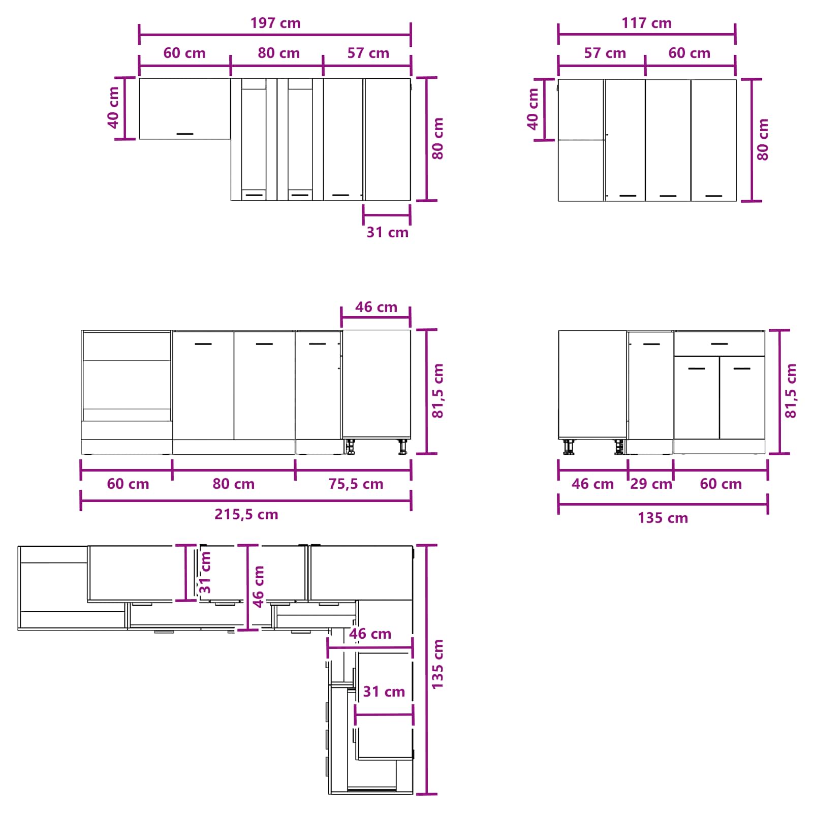 Kitchen Unit LYON 8 pcs White Engineered Wood