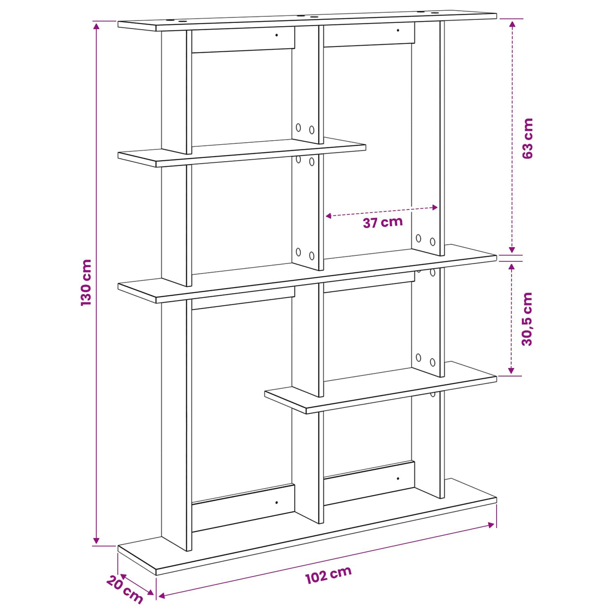 Wall Shelving Unit Brown 102 x 20 x 130 cm Engineered Wood