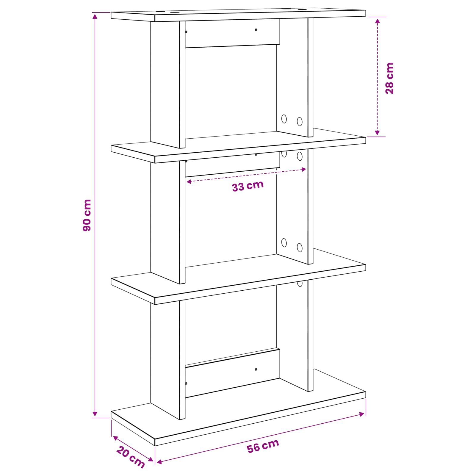 Wall Shelf Wall-Mounted Brown 56 x 20 x 90 cm Engineered Wood