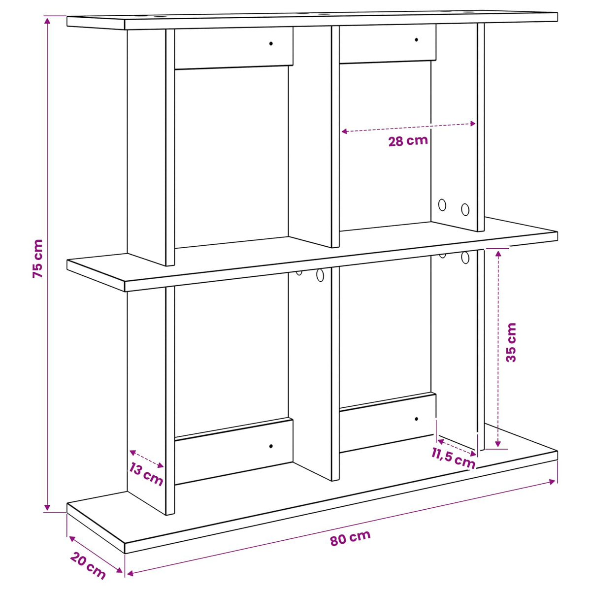 Wall Shelf Wall-Mounted Brown 80 x 20 x 75 cm Engineered Wood
