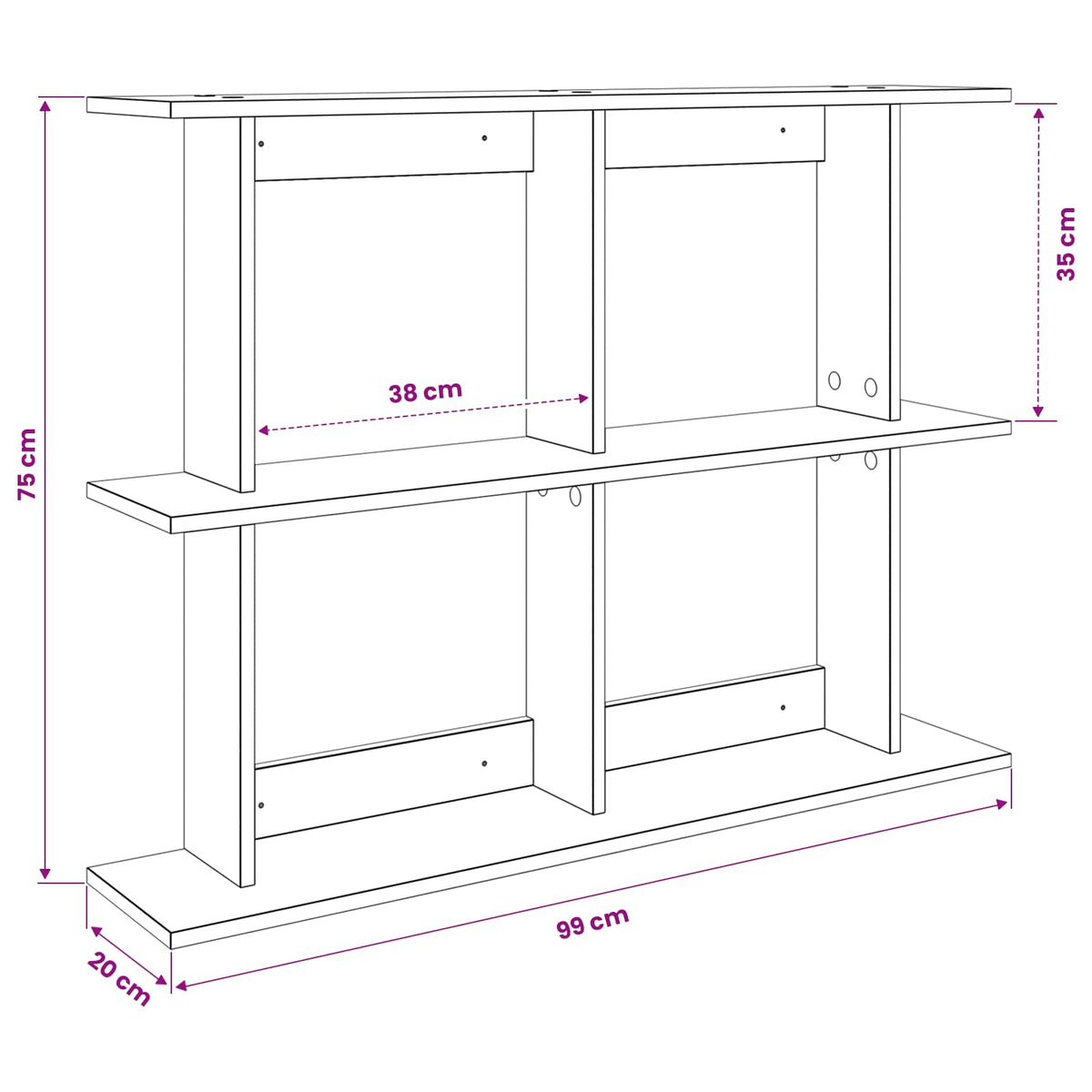 Wall Shelf Wall-Mounted Brown 100 x 20 x 75 cm Engineered Wood