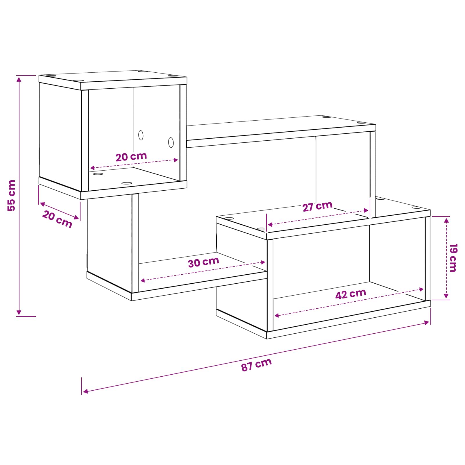 Floating Shelf Wall-Mounted Brown 87 x 20 x 55 cm