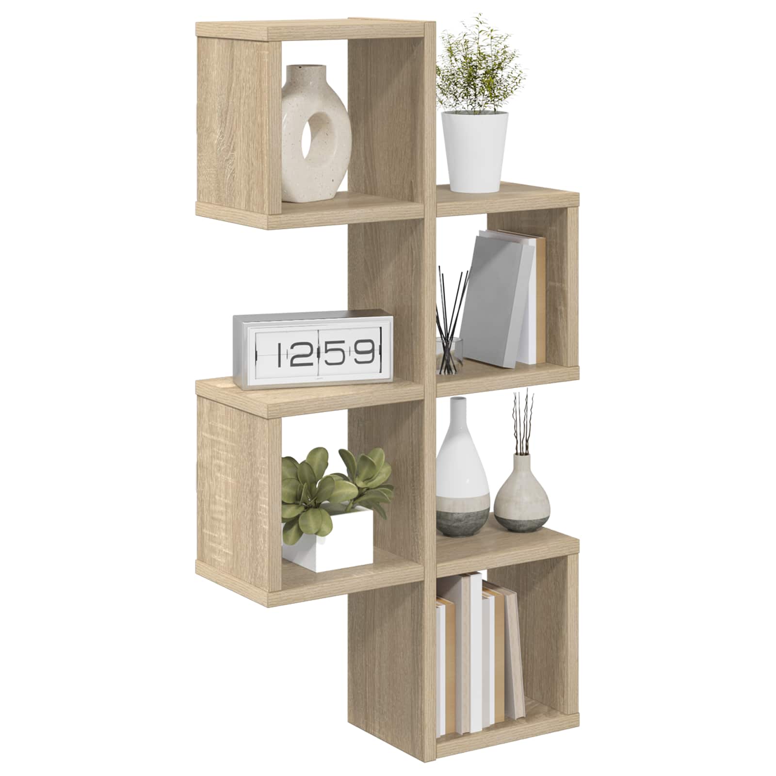 Wall Shelf Wall-Mounted Brown 39 x 15 x 76 cm Engineered Wood