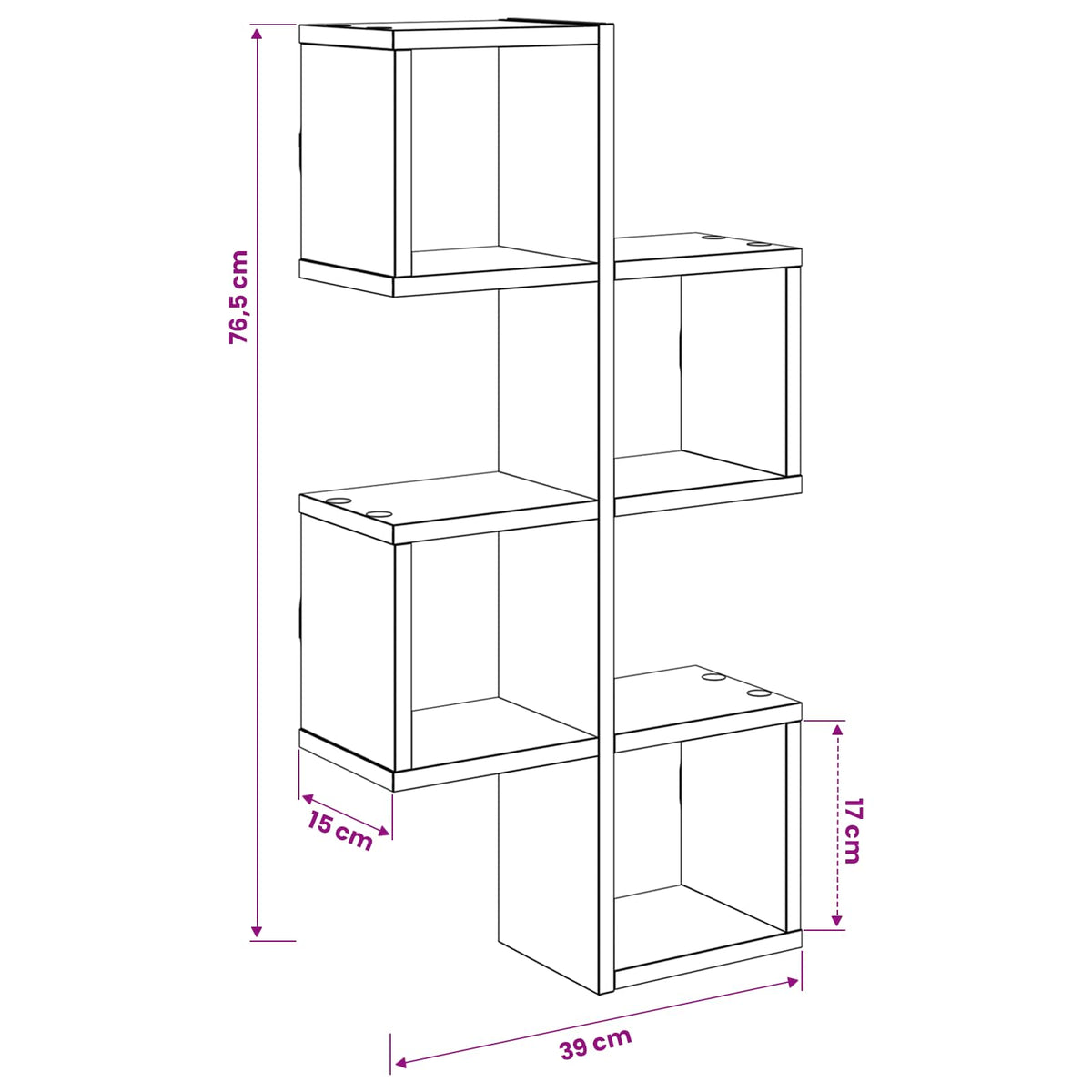 Wall Shelf Wall-Mounted Brown 39 x 15 x 76 cm Engineered Wood