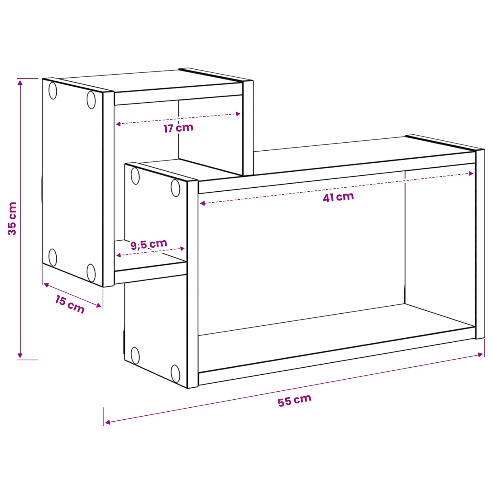 Wall Shelf Wall-Mounted Brown 55 x 15 x 35 cm Engineered Wood