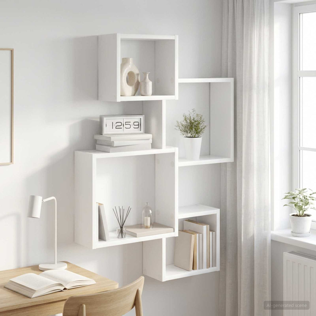 Wall Cube Shelves Wall-Mounted White 64 x 13.5 x 91.5 cm