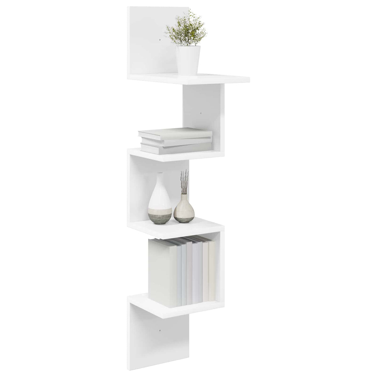 Wall Shelf Wall-Mounted White 32 x 21 x 107 cm Engineered Wood