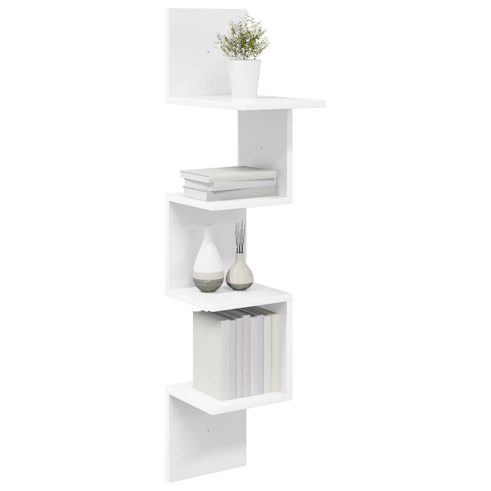 Wall Shelf Wall-Mounted White 32 x 21 x 107 cm Engineered Wood