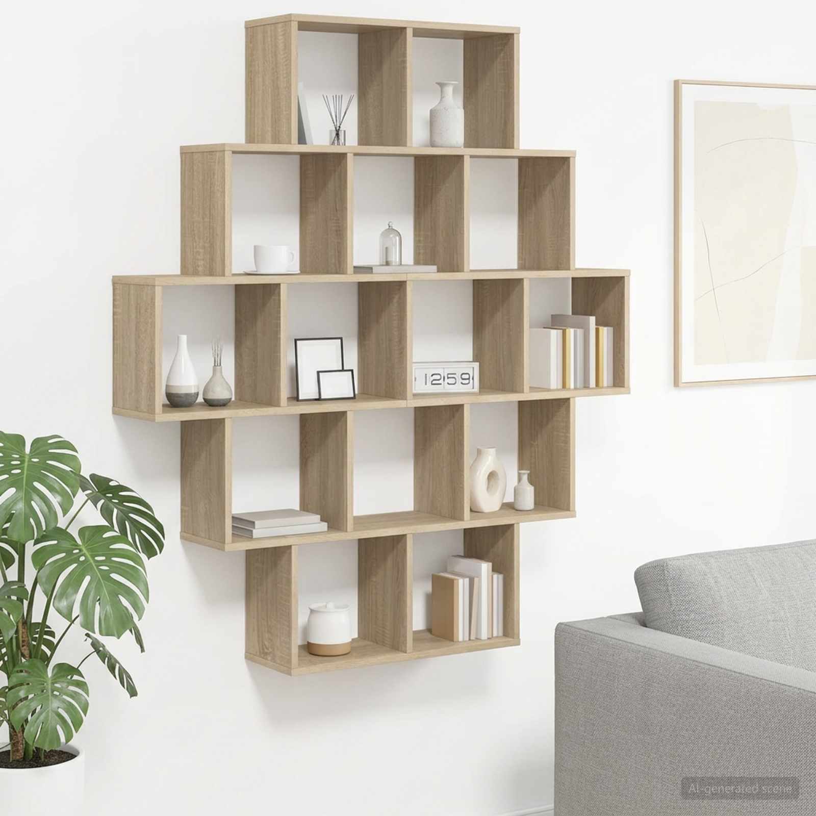 Wall Shelf Sonoma Oak 120 x 20 x 136 cm Engineered Wood