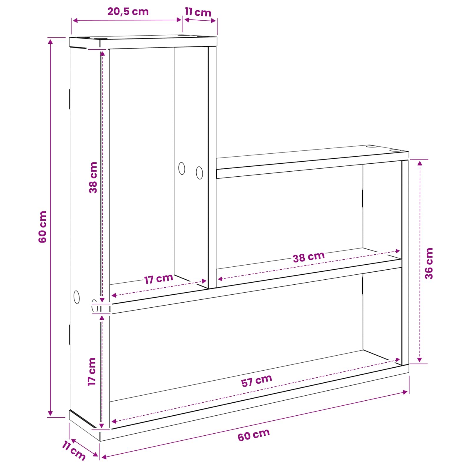 Wall Shelf White 60 x 11 x 60 cm Engineered Wood