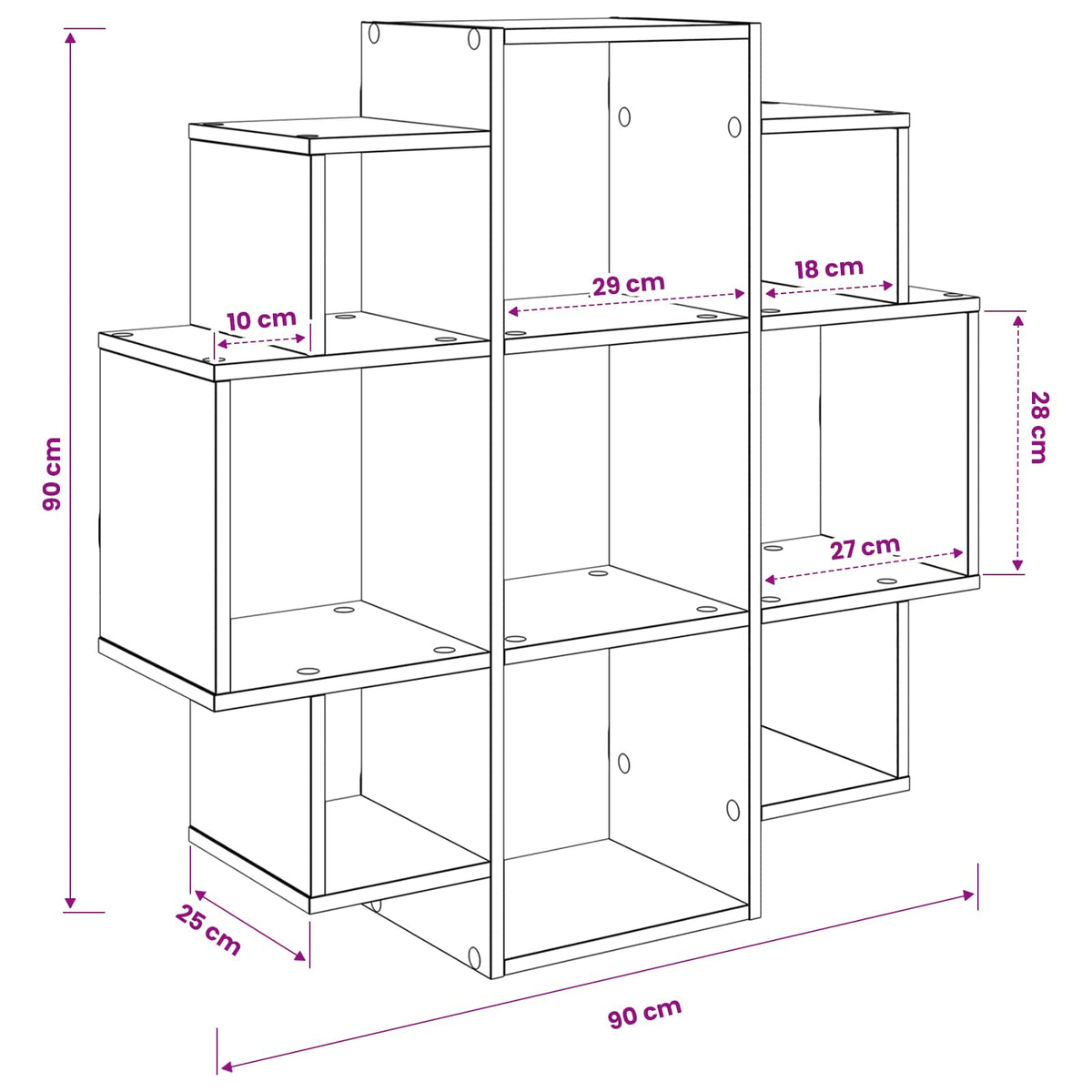 Wall Shelf Sonoma Oak 90 x 25 x 90 cm Engineered Wood