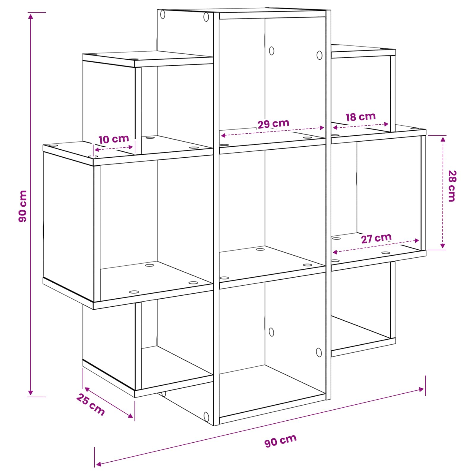 Wall Shelf Sonoma Oak 90 x 25 x 90 cm Engineered Wood