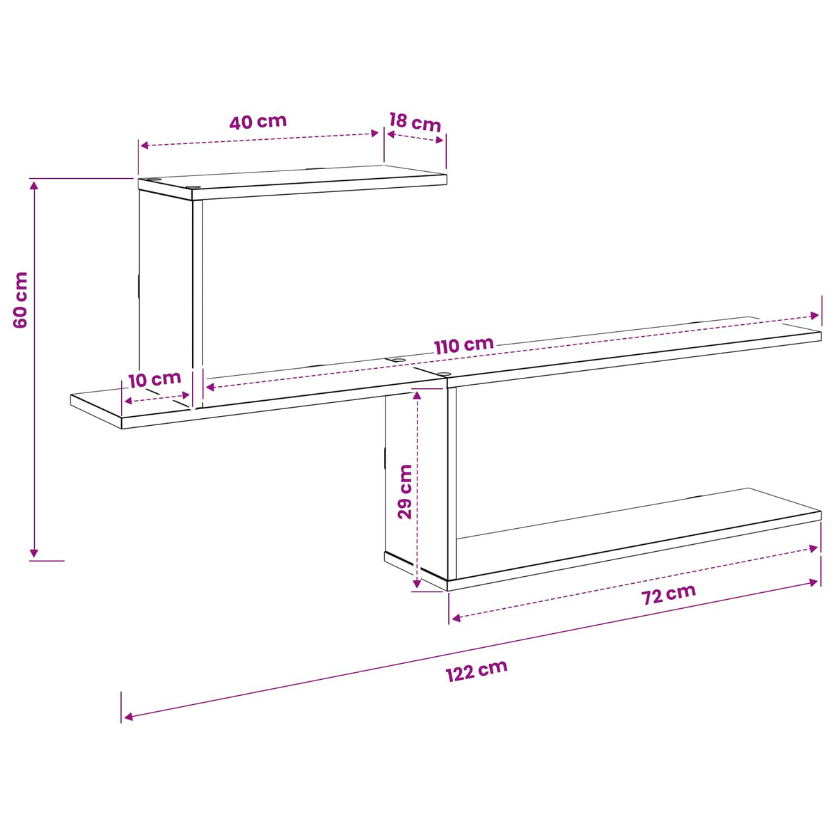 Wall Shelf Sonoma Oak 122 x 18 x 60 cm Engineered Wood