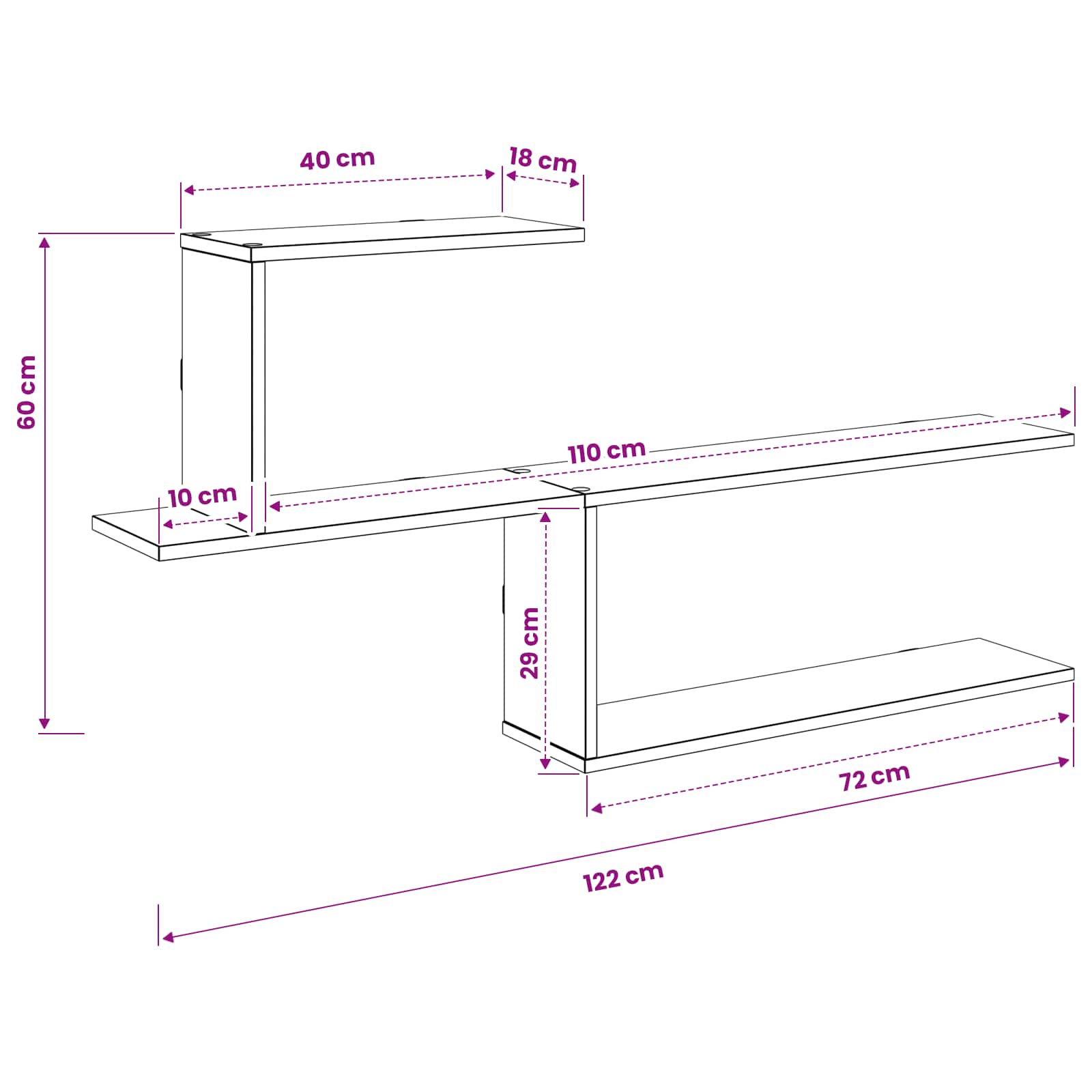 Wall Shelf Sonoma Oak 122 x 18 x 60 cm Engineered Wood