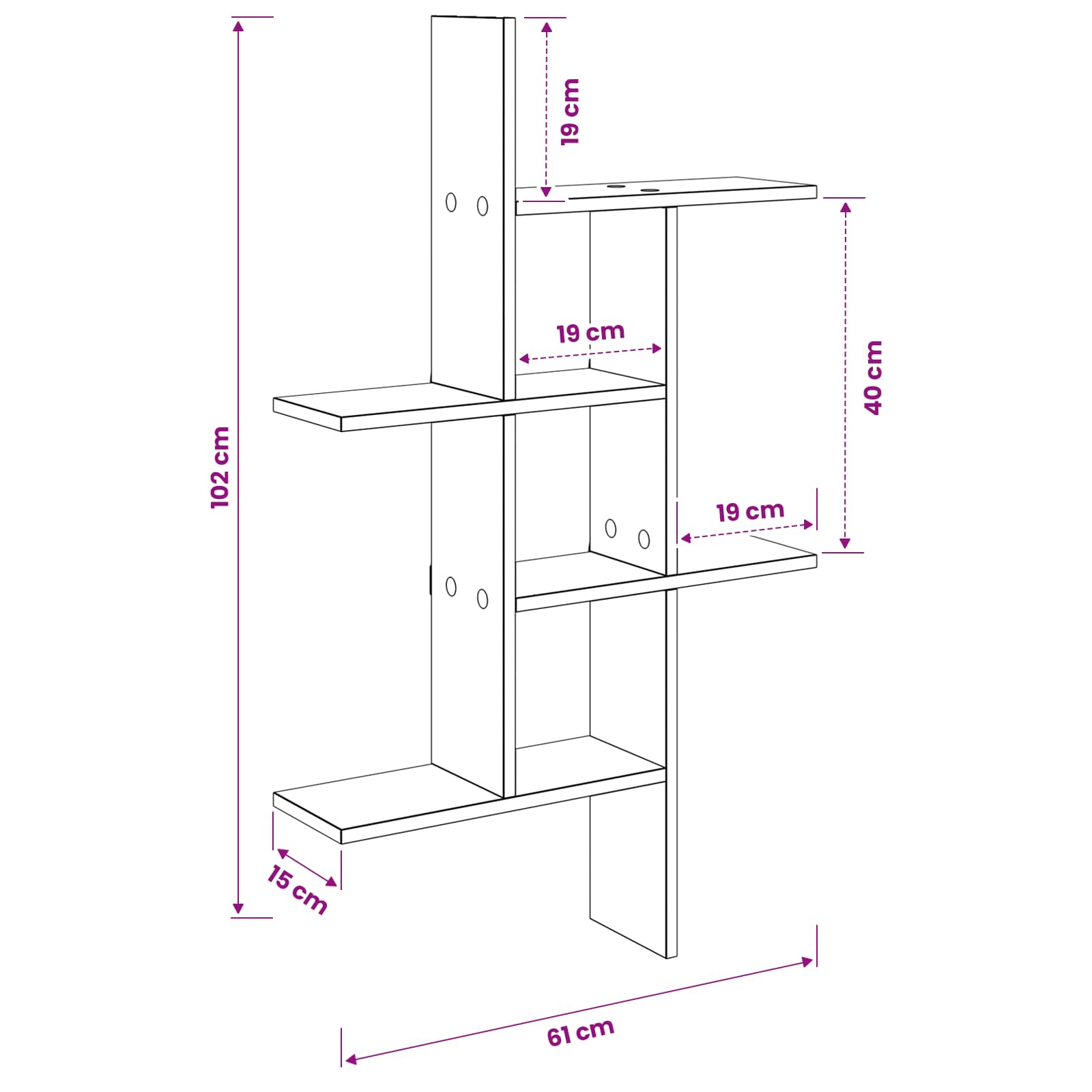 Wall Shelf Sonoma Oak 61 x 15 x 102 cm Engineered Wood