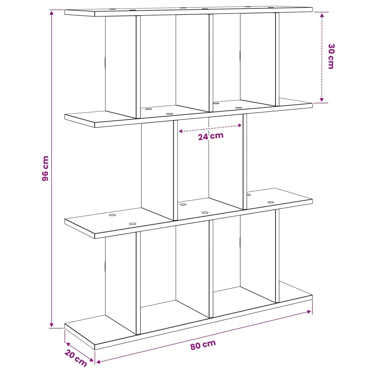 Wall Shelf Sonoma Oak 80 x 20 x 96 cm Engineered Wood
