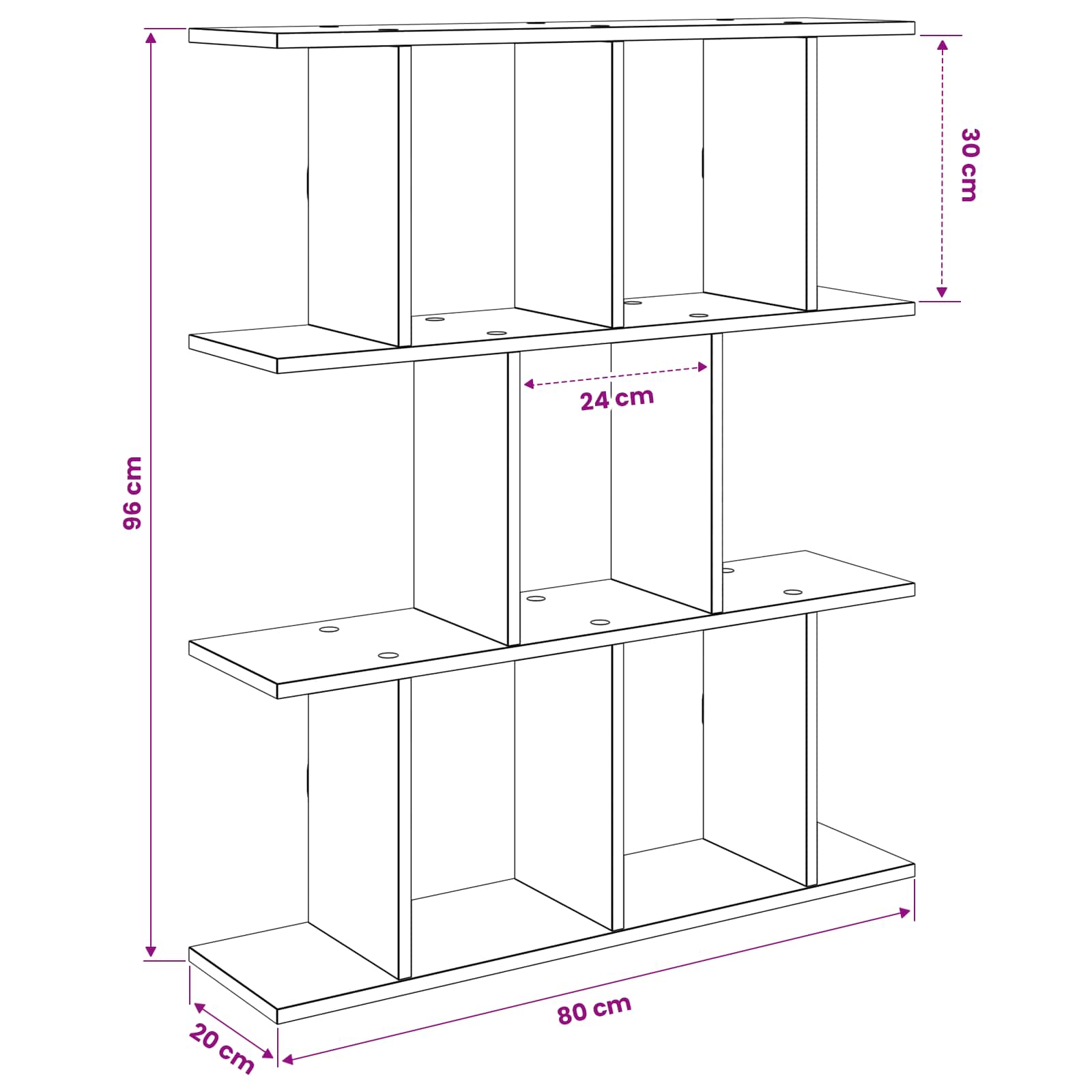 Wall Shelf Sonoma Oak 80 x 20 x 96 cm Engineered Wood