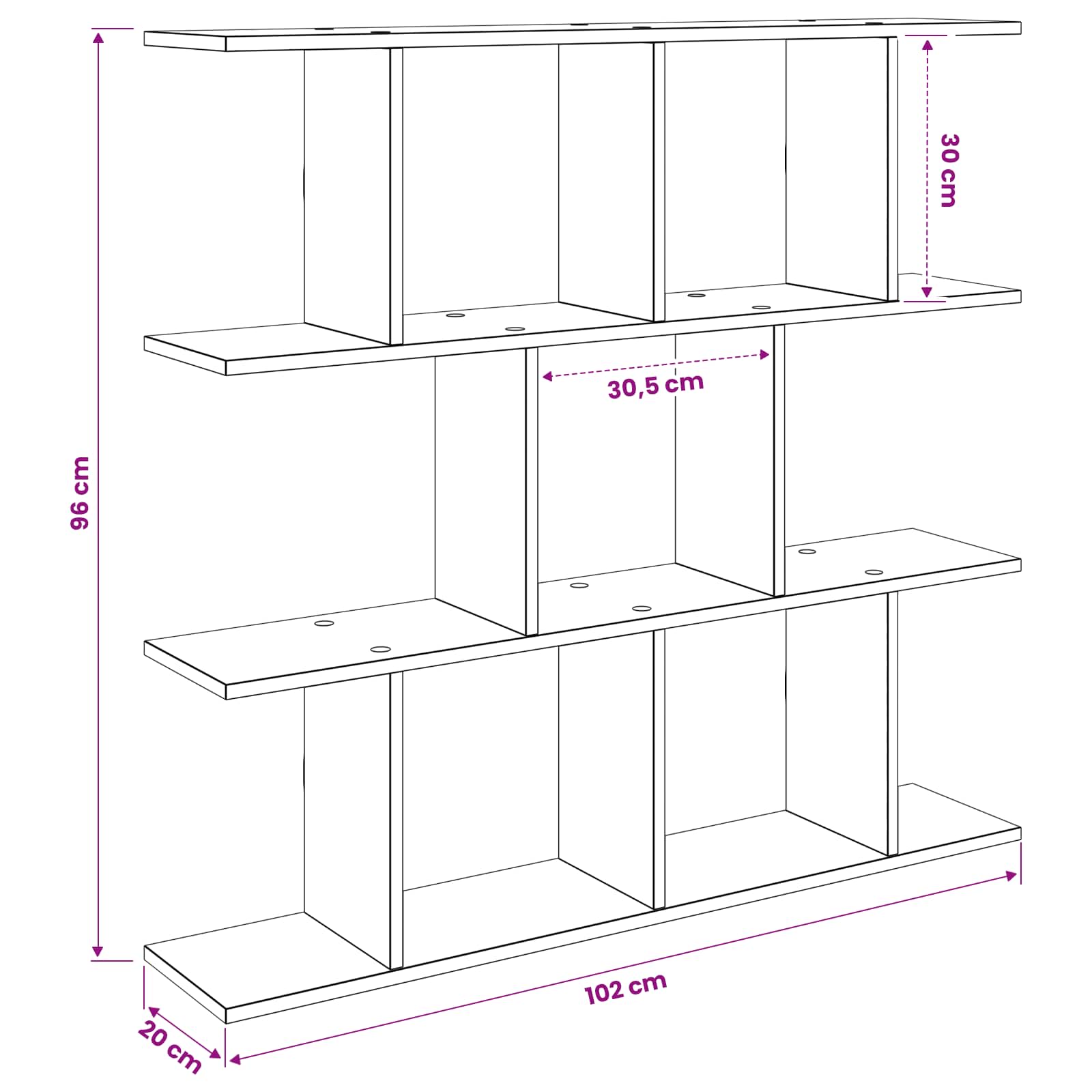Wall Shelf Sonoma Oak 102 x 20 x 96 cm Engineered Wood