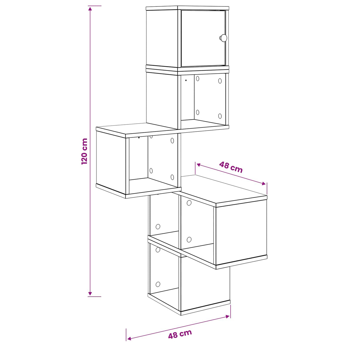 Wall Corner Shelf Sonoma Oak 48 x 48 x 120 cm Engineered Wood