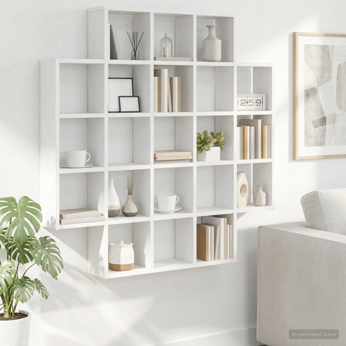 Wall Shelf White 100 x 13 x 100 cm Engineered Wood