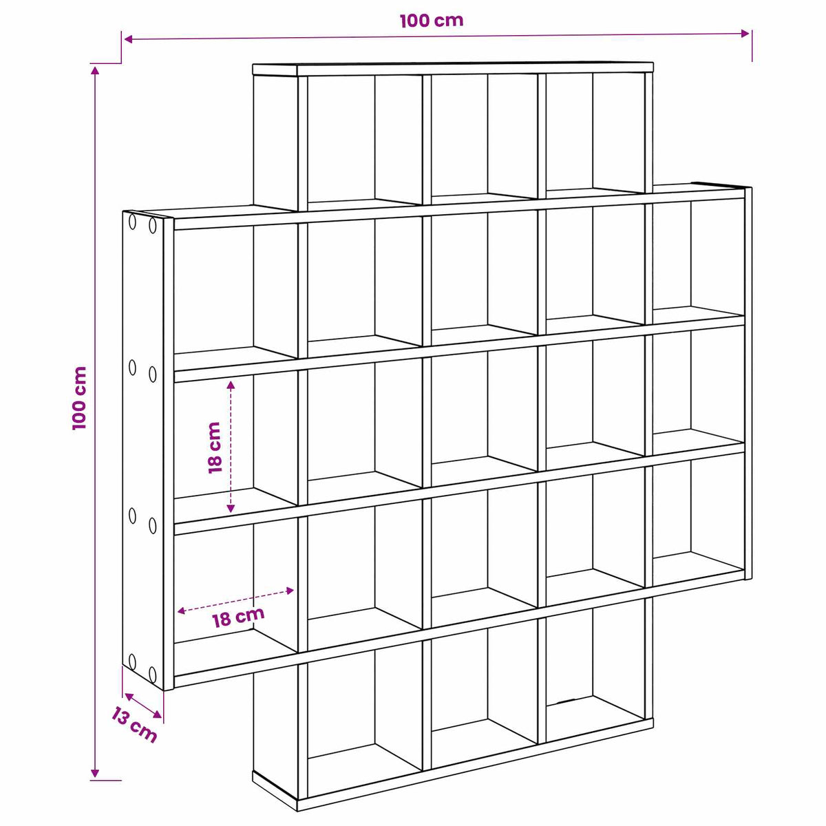 Wall Shelf Sonoma Oak 100 x 13 x 100 cm Engineered Wood