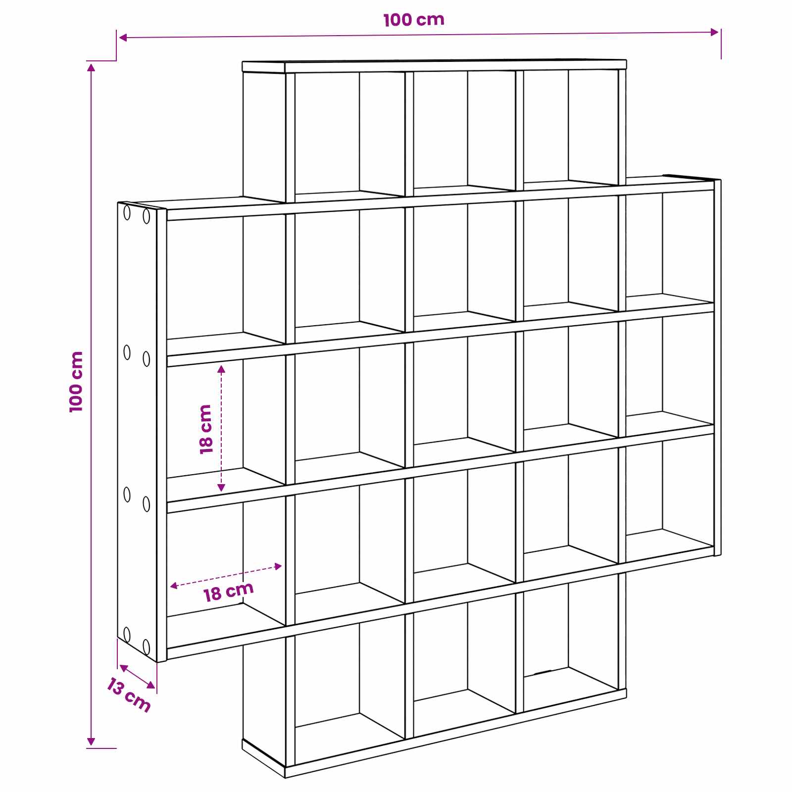 Wall Shelf Sonoma Oak 100 x 13 x 100 cm Engineered Wood
