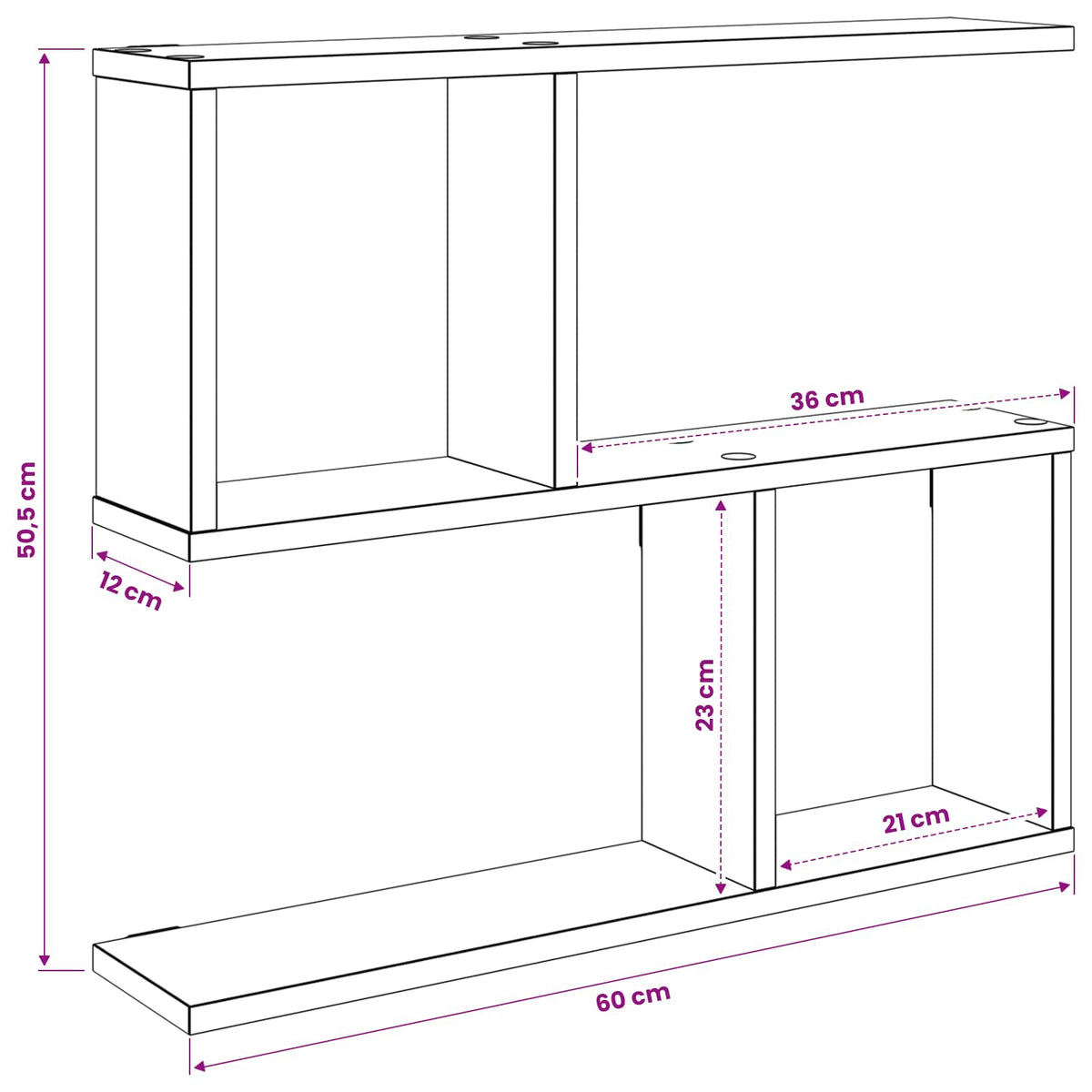 Wall Shelf White 60 x 12 x 50.5 cm Engineered Wood