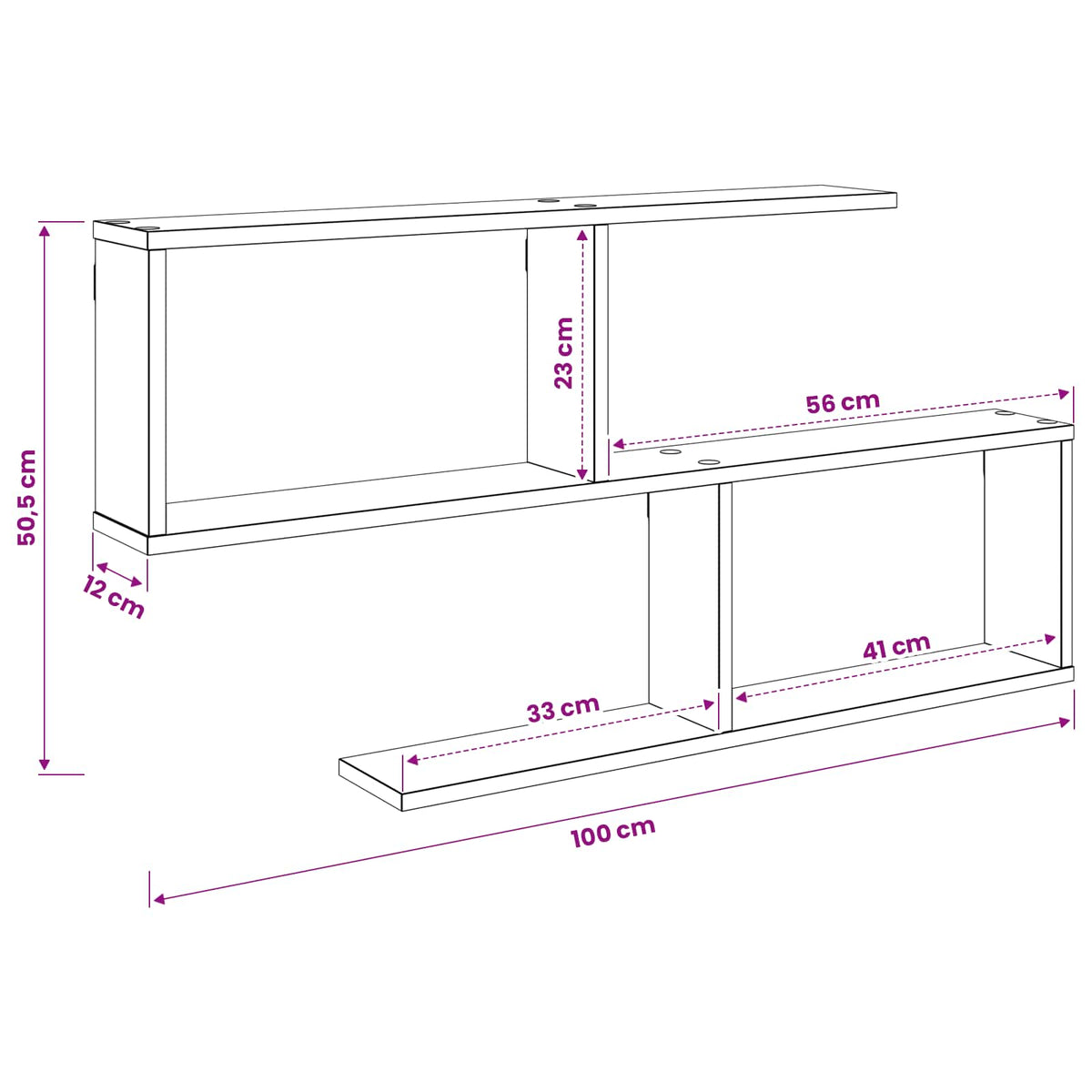 Wall Shelf White 100 x 12 x 50.5 cm Engineered Wood