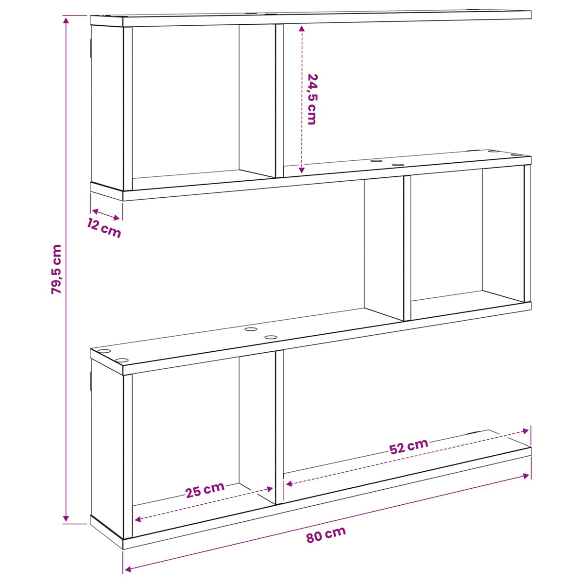 Wall Shelf Sonoma Oak 80 x 12 x 79.5 cm Engineered Wood