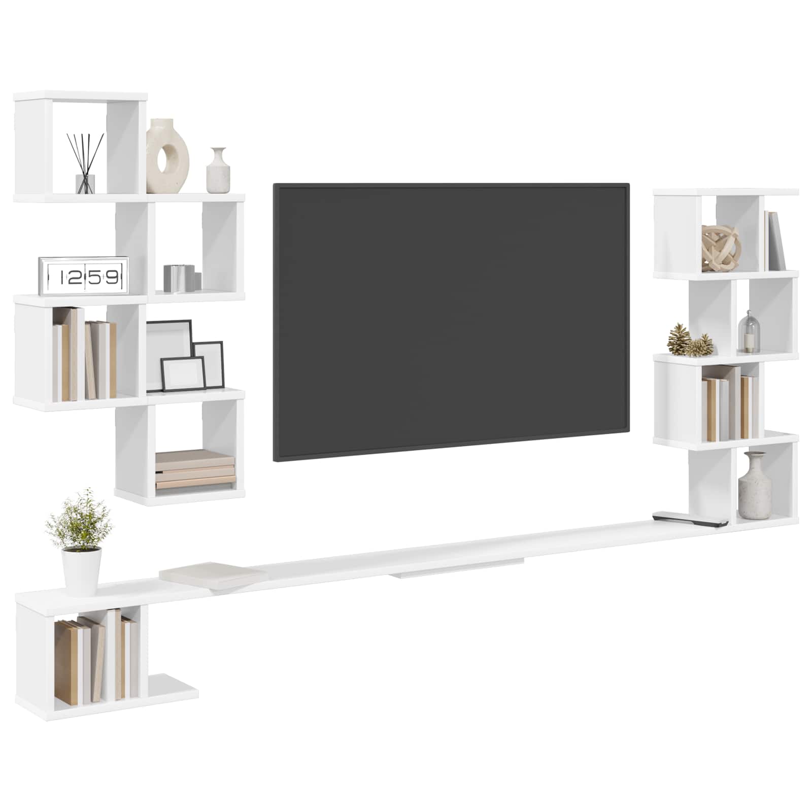 Wall-Mounted TV Shelf White 200 x 15 x 94 cm Engineered Wood
