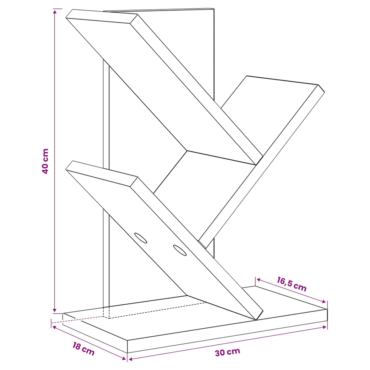 Tree Bookshelf 3-Tier 30 x 18 x 40 cm Engineered Wood White