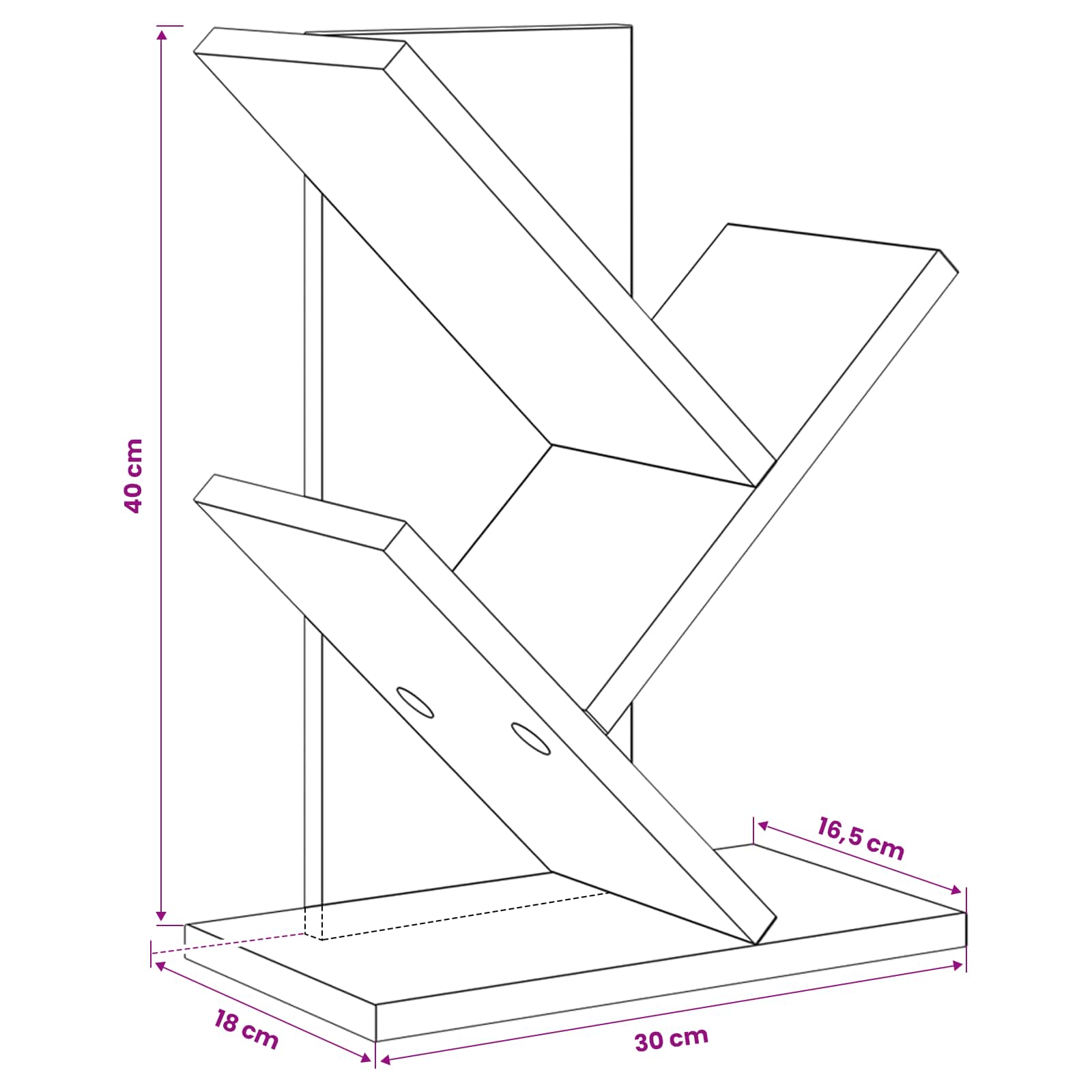 Tree Bookshelf 3-Tier 30 x 18 x 40 cm Engineered Wood